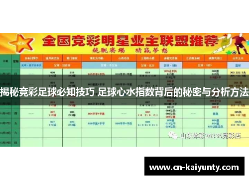 揭秘竞彩足球必知技巧 足球心水指数背后的秘密与分析方法